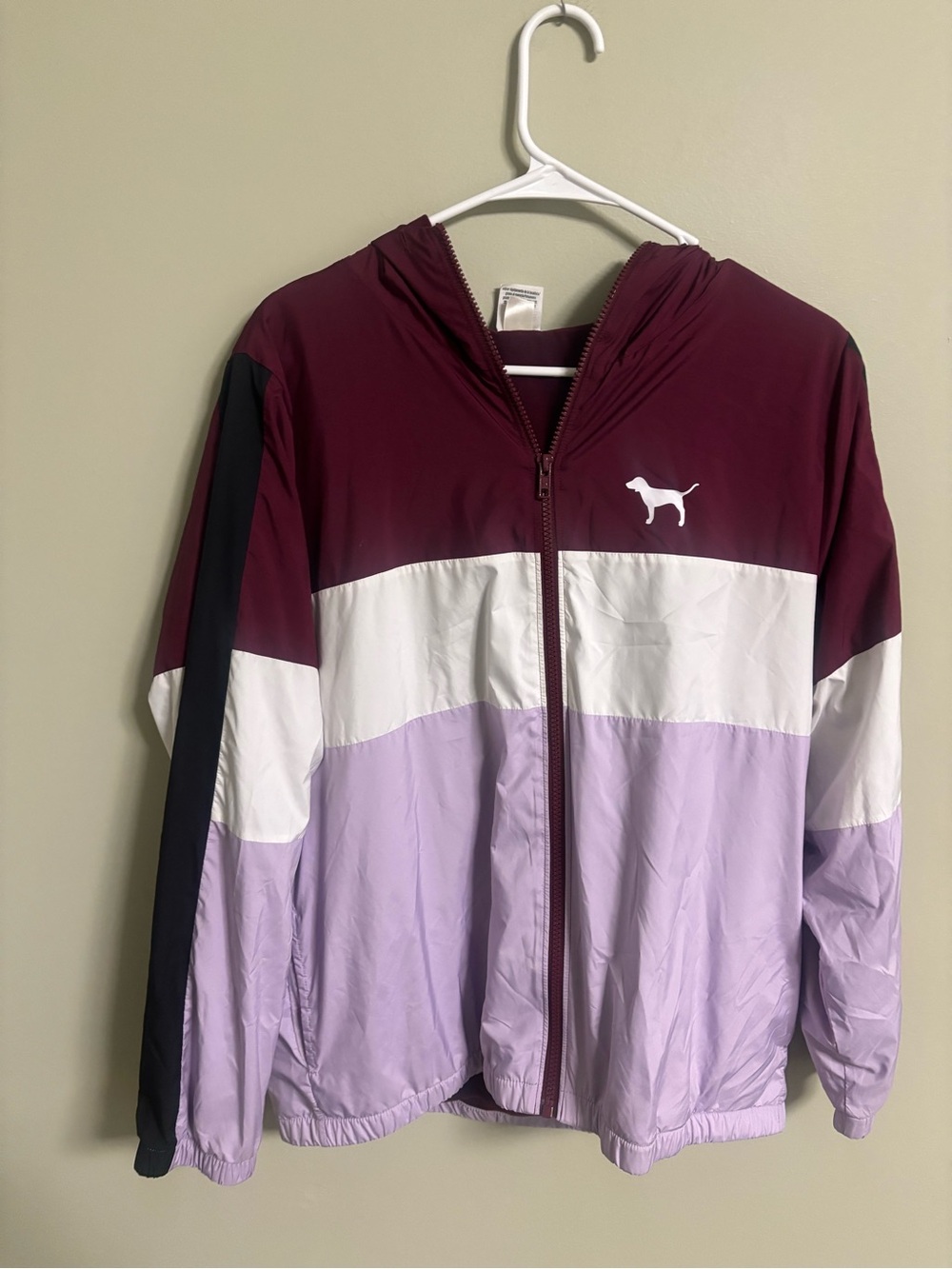 PINK Victoria's Secret Colorblock Windbreaker Rain Jacket Burgundy Lilac XS S